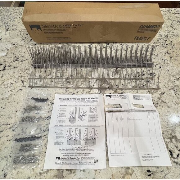 Nixalite Model H Bird Spiked 10 X 2 Feet Wildlife Deterrent Kit Stainless Steel - Picture 1 of 16